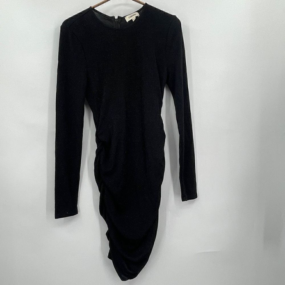 L’agence Black Stretch Bodycon Long Sleeve Poppy Drapped Mini Dress Size 4